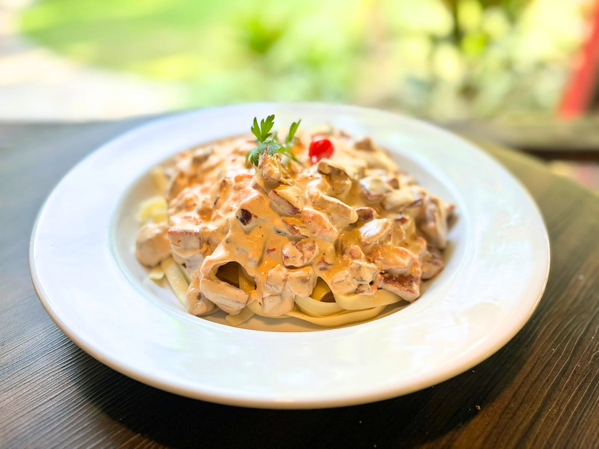 Fettuccine a Carbonara no Restaurante Maracajú Comfort Food